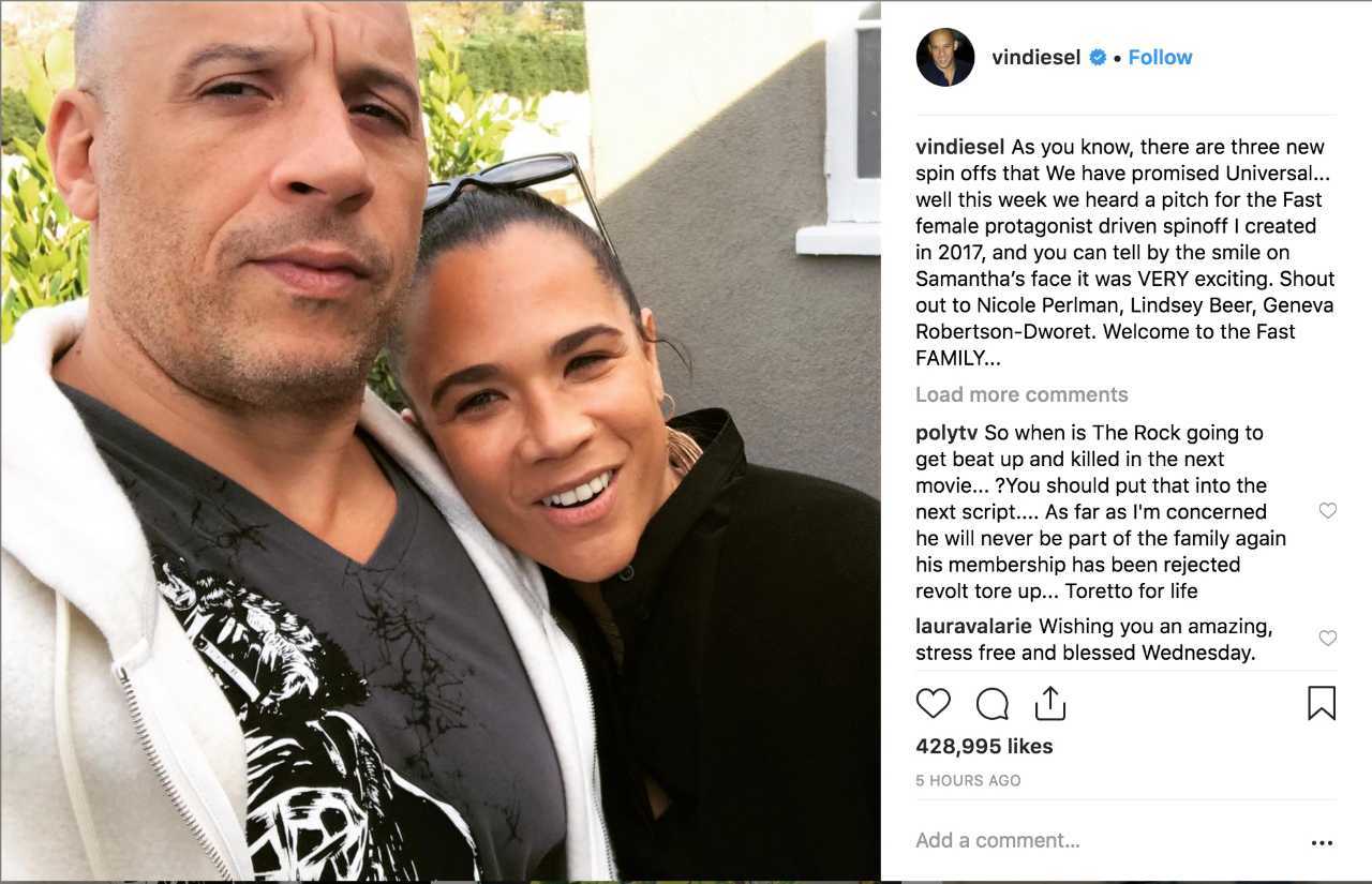 Mujer rápida y furiosa spinoff vin diesel