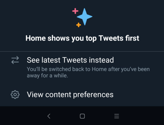 El "botón de chispa" des-algorítmica de Twitter se despliega en Android