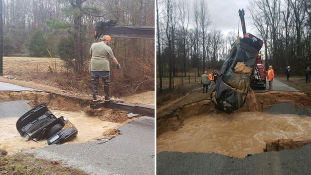 [TLMD - NATL] En imágenes: inmenso socavón se "traga" auto con abuelita y dos menores