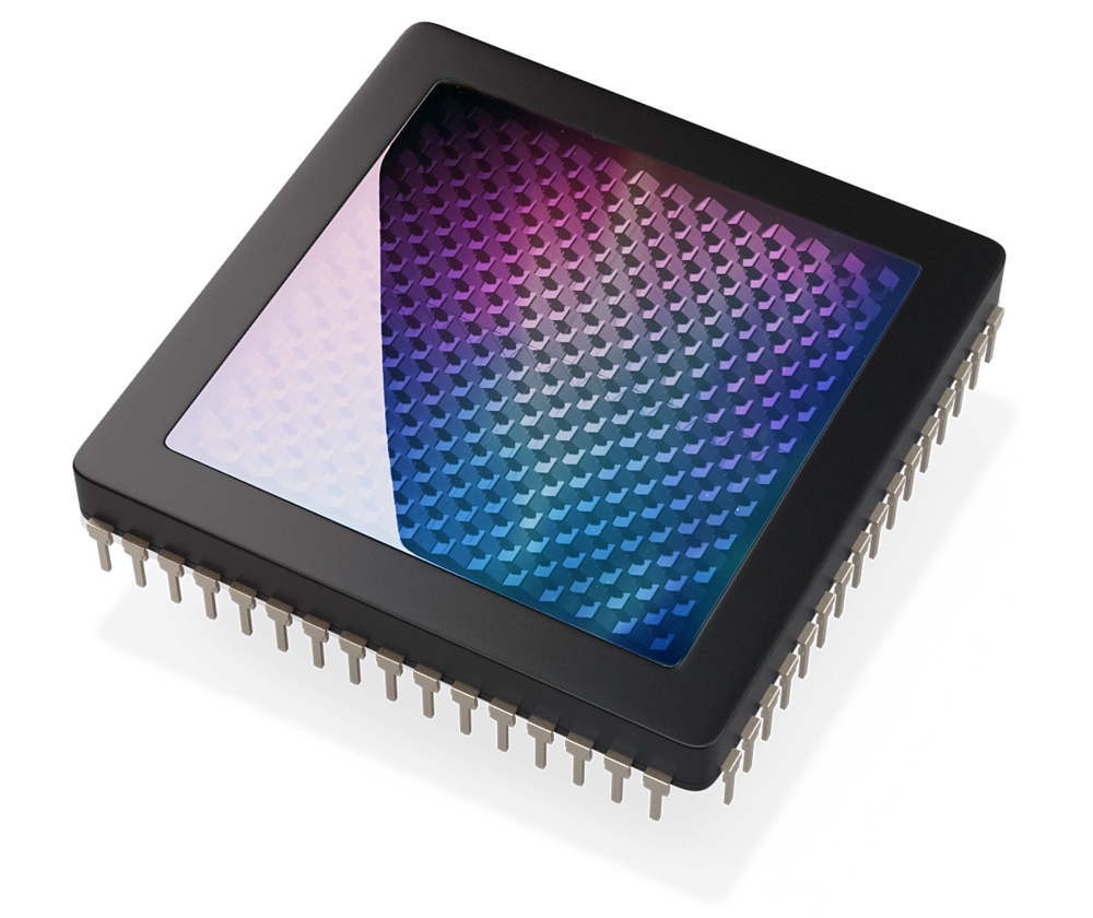 Procesamiento CG de un chip metamaterial lidar.