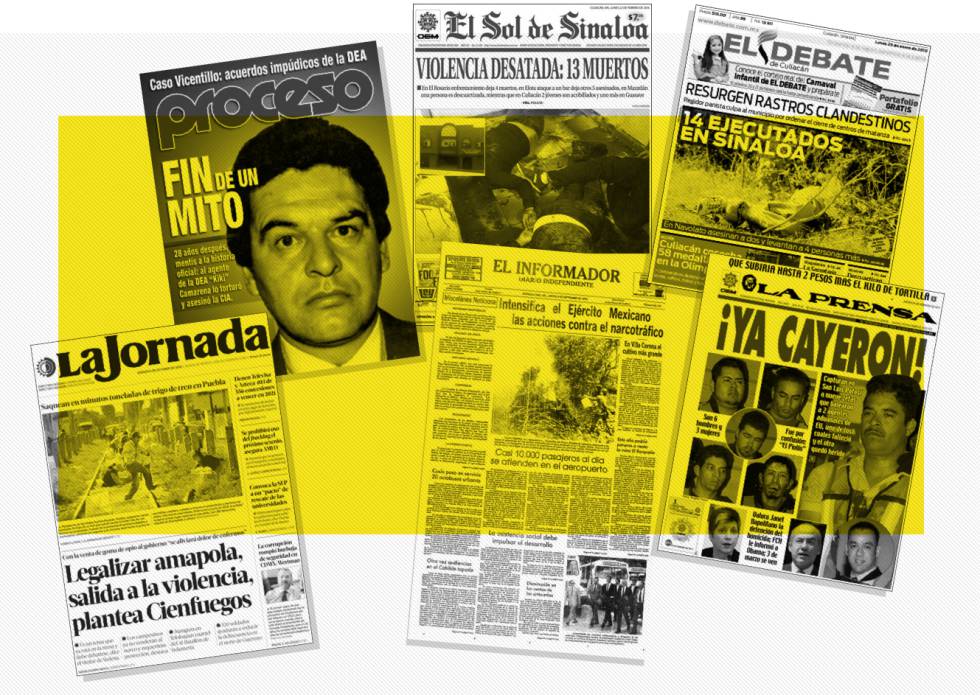 Portadas sobre el narco de distintos medios mexicanos.