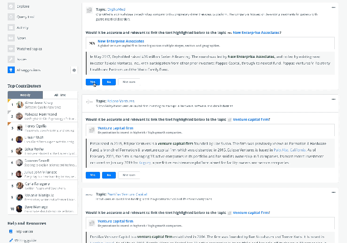 Sugerencias de inteligencia artificial