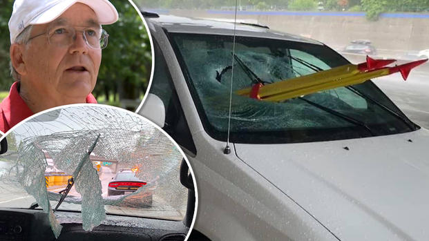 Encuentro cercano con la muerte: trípode suelto se clava en su parabrisas 