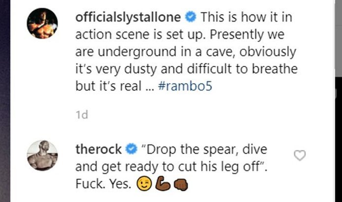 Comentarios de Dwayne The Rock Johnson sobre Sylvester Stallone Rambo 5 Teaser Comentarios de Dwayne The Rock Johnson sobre Sylvester Stallone Rambo 5 Teaser