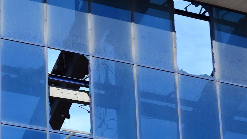 Trabajos de derribo del estadio Vicente Calderón. Trabajos de derribo del estadio Vicente Calderón.