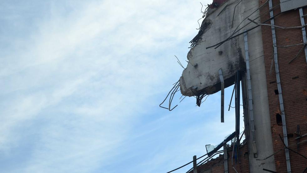 Trabajos de derribo del estadio Vicente Calderón.