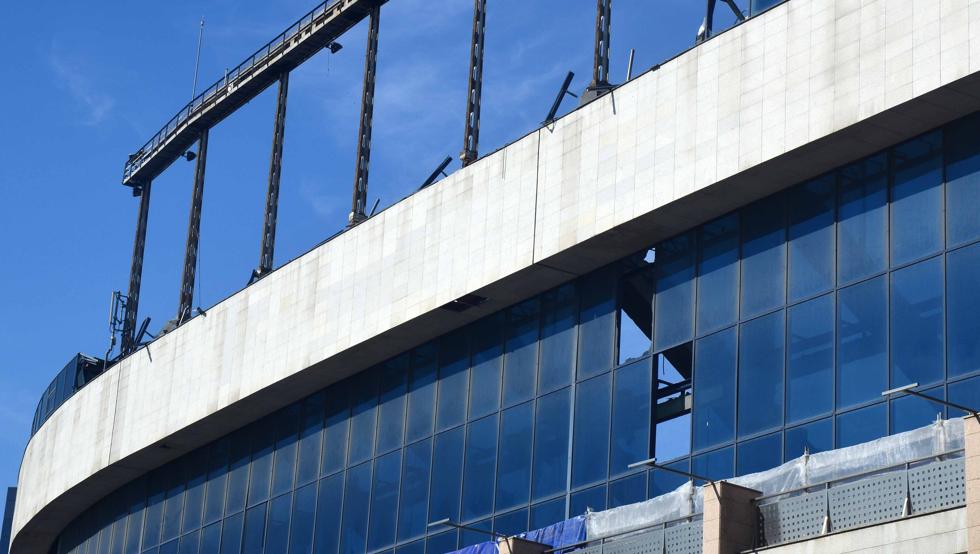 Trabajos de derribo del estadio Vicente Calderón. Trabajos de derribo del estadio Vicente Calderón.