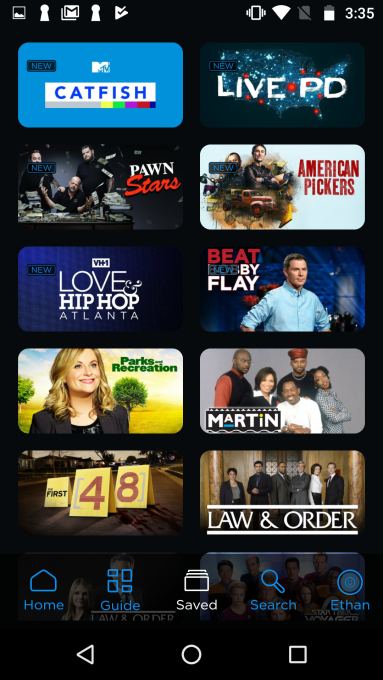 Canales guardados en Android