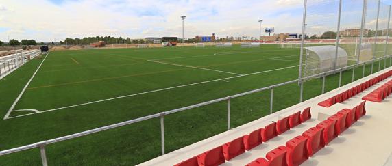 La nueva sede de la Academia del Atlético de Madrid en Alcalá, cerca de ser finalizada.