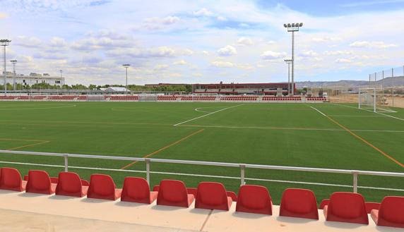 La nueva sede de la Academia del Atlético de Madrid en Alcalá, cerca de ser finalizada.