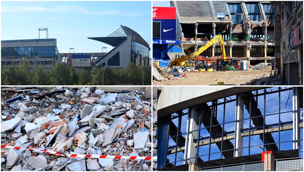 Trabajos de derribo del estadio Vicente Calderón. Trabajos de derribo del estadio Vicente Calderón.