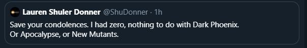 x-men oscuro phoenix lauren shuler donner tweet x-men oscuro phoenix lauren shuler donner tweet