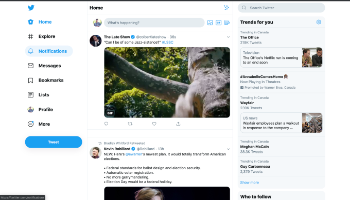 prueba de rediseño de escritorio de twitter