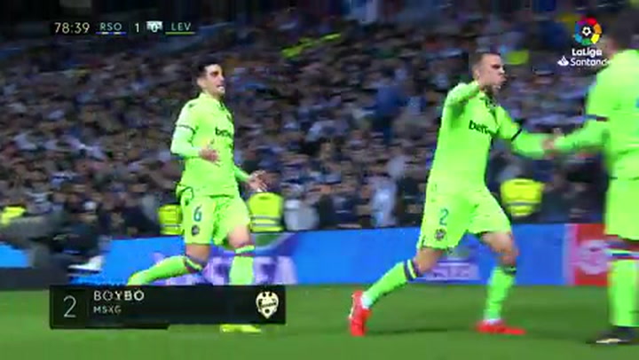 LaLiga: Real Sociedad-Levante. Gol de Borja Mayoral (1-1) (15/03/2019)