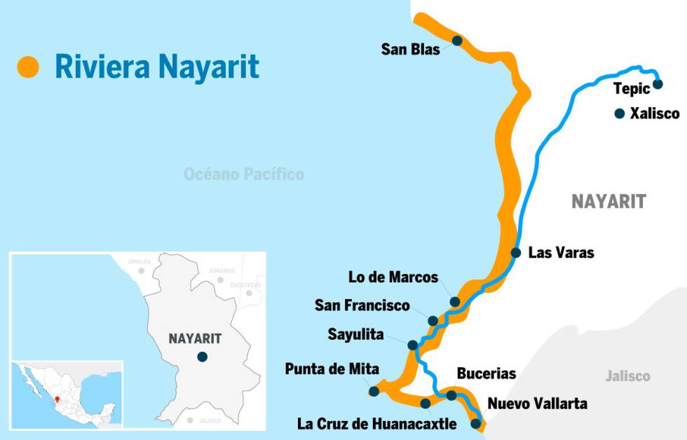 Mapa de Nayarit.