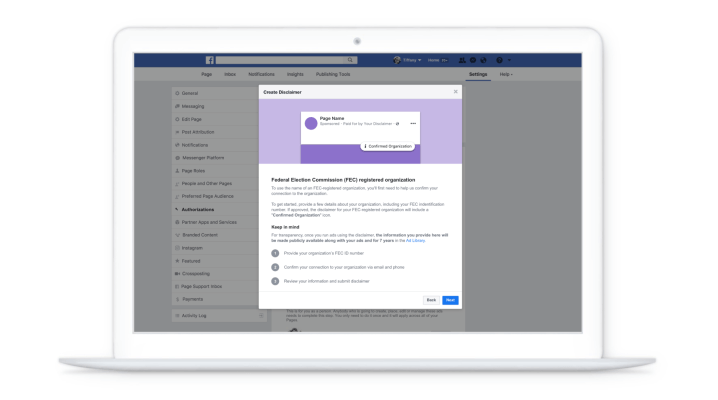 Facebook requerirá que los anunciantes políticos proporcionen más credenciales o pausen sus anuncios