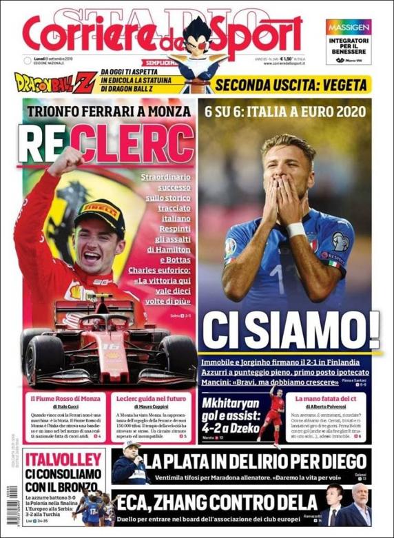 Los diarios italianos ensalzan a Leclerc y critican a Vettel