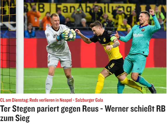 La prensa alemana elogió la actuación de Ter Stegen ante el Borussia Dortmund