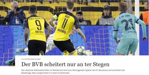 La prensa alemana elogió la actuación de Ter Stegen ante el Borussia Dortmund