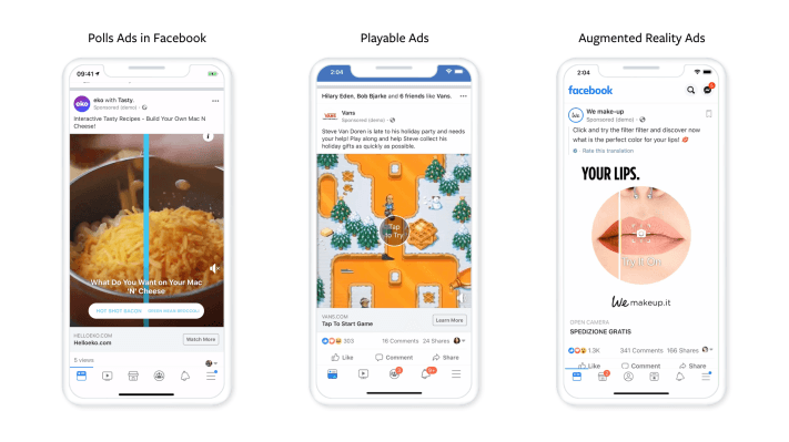 Facebook amplía sus formatos de anuncios jugables y AR