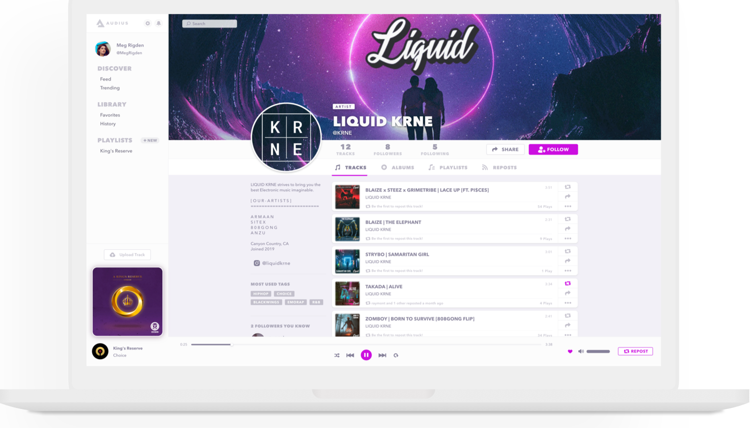 Captura de pantalla de Audius