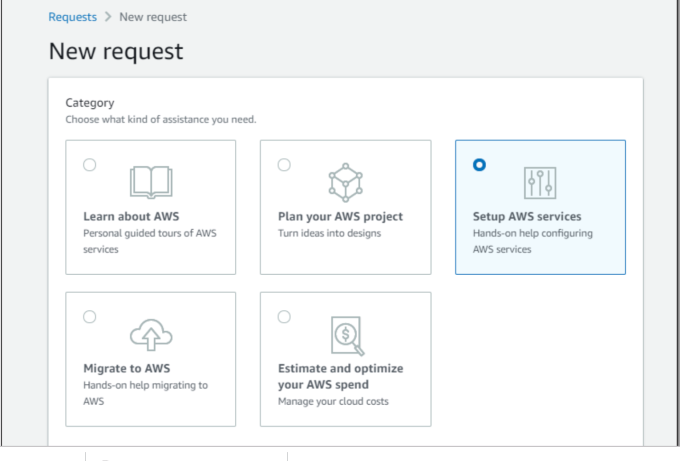 Pantalla de inicio de AWS IQ
