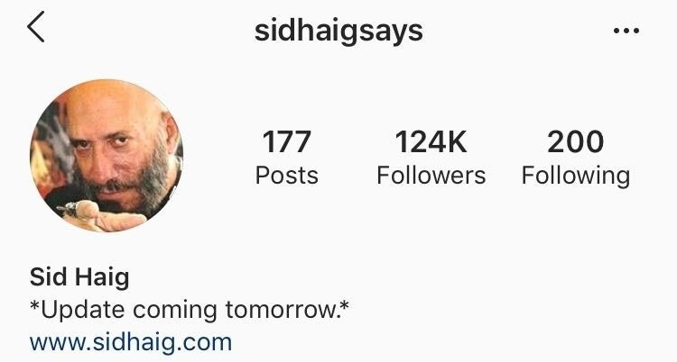 actualización sid haig 2019 instagram actualización sid haig 2019 instagram