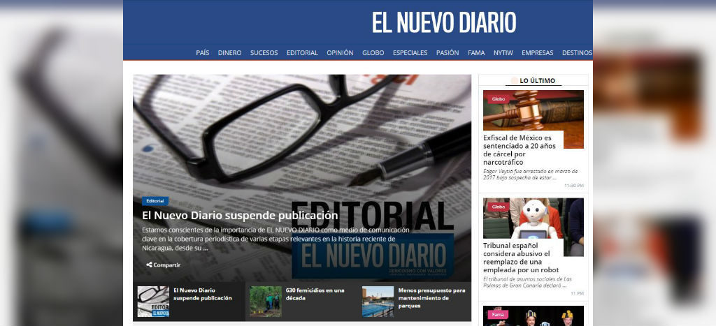 Periódico El Nuevo Diario sale de circulación en Nicaragua tras bloqueo a importación de papel