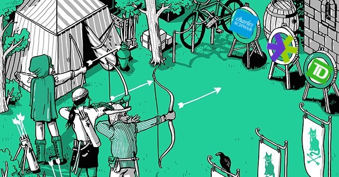 Mirador, Robinhood. E * Trade, Schwab, Ameritrade tienen tarifa cero