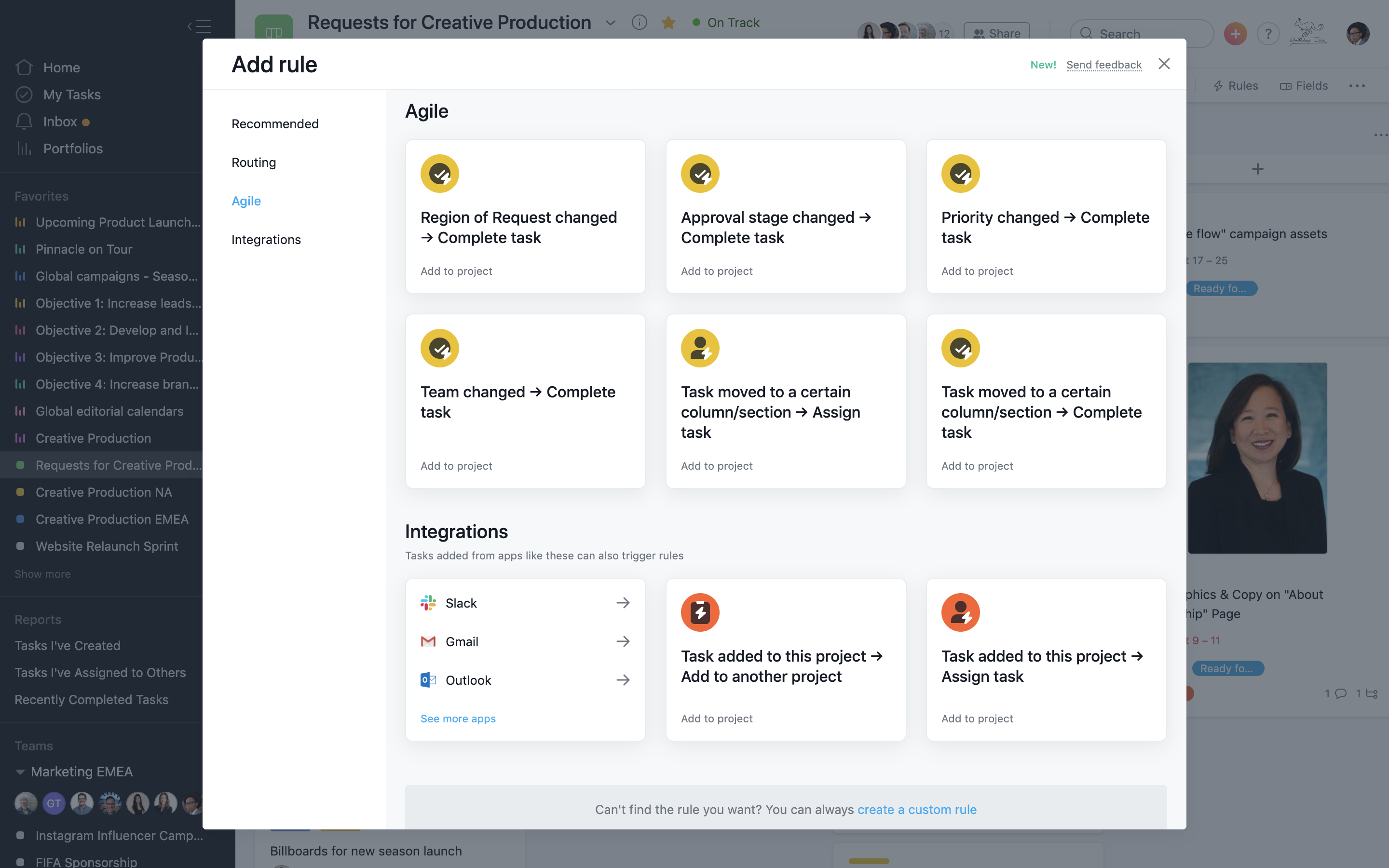 Regla de automatización e integración