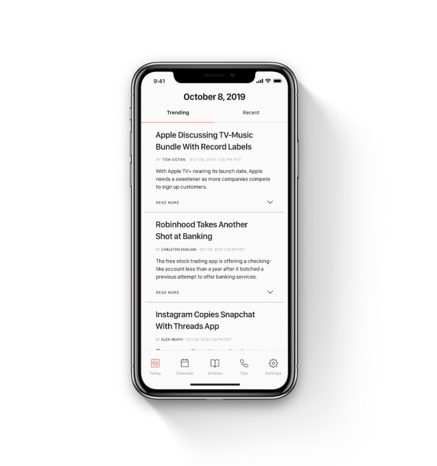 La aplicación de ticker de información