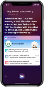 Hola, ejemplo de Siri en la aplicación móvil Salesforce.