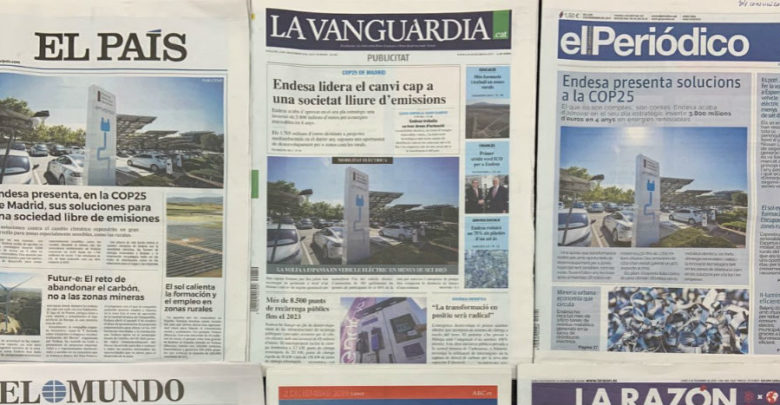Una de las empresas más contaminantes de España compra primeras planas el día de la inauguración de COP25
