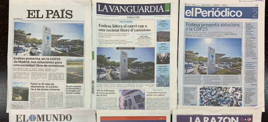 Una de las empresas más contaminantes de España compra primeras planas el día de la inauguración de COP25