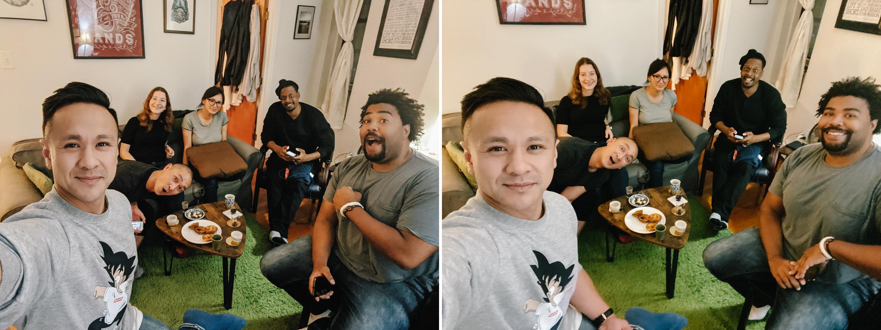 Pixel 4 iPhone 11 Pro grupo de comparación selfie