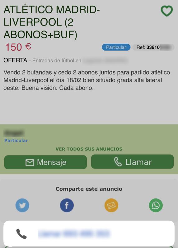 Se ha disparado la reventa de entradas para el partido Atlético de Madrid-Liverpool de Champions League.