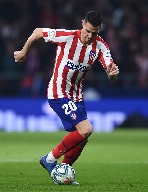 Vitolo, en uno de los partidos con el Atlético.