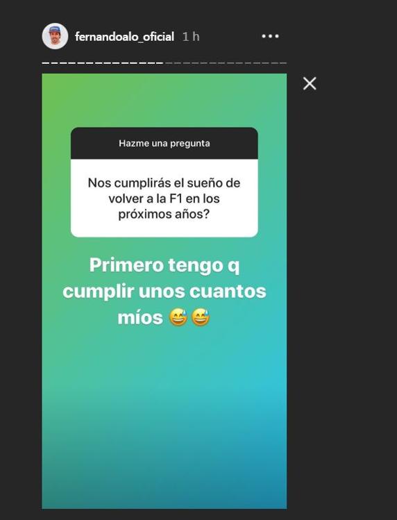 Alonso respondió a las preguntas de su Instagram