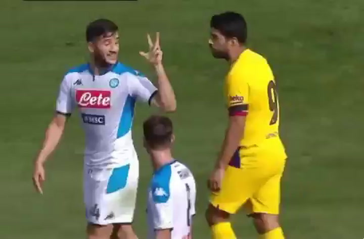 Manolas le recordó a Luis Suárez el 3-0 en Roma