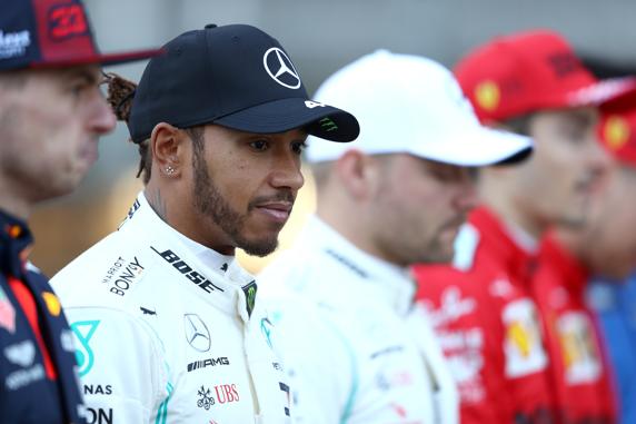 BARCELONA, SPAIN - FEBRUARY 19: Lewis Hamilton of Great Britain and Mercedes GP is seen as the drivers walk on the track during day one of Formula 1 Winter Testing at Circuit de Barcelona-Catalunya on February 19, 2020 in Barcelona, Spain. (Photo by Mark Thompson/Getty Images)