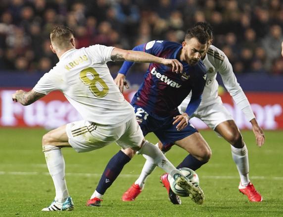 Borja Mayoral, en un momento del partido entre el Levante y el Real Madrid