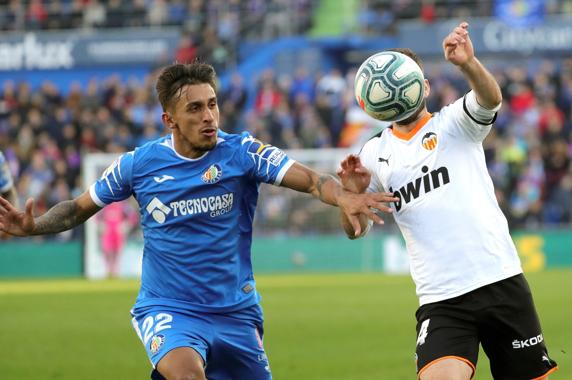 Damián Suárez, durante el Getafe-Valencia