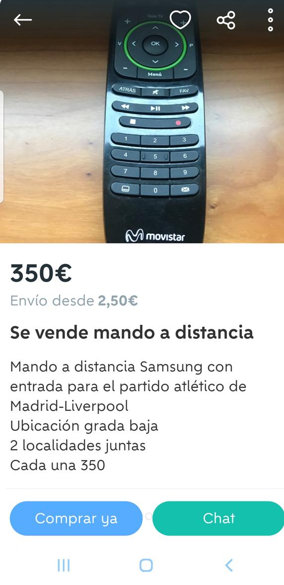 Se ha disparado la reventa de entradas para el partido Atlético de Madrid-Liverpool de Champions League.