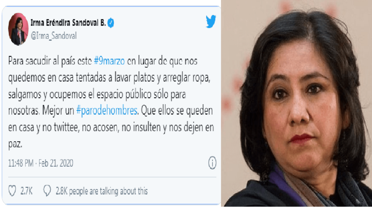 “Que haya paro de hombres y no de mujeres”: Eréndira Sandoval funcionaria de AMLO