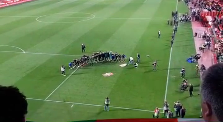Los jugadores del Athletic Club celebran desde el césped su calificación para la final.MOV Los jugadores del Athletic Club celebran desde el césped su calificación para la final.MOV