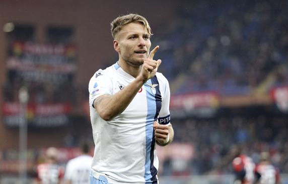 Ciro Immobile celebra un gol con el Lazio