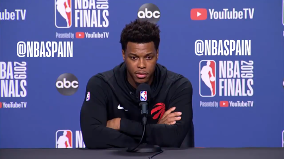 Kyle Lowry, jugador de los Toronto Raptors, durante la rueda de prensa previa al quinto partido de las pasadas Finales.