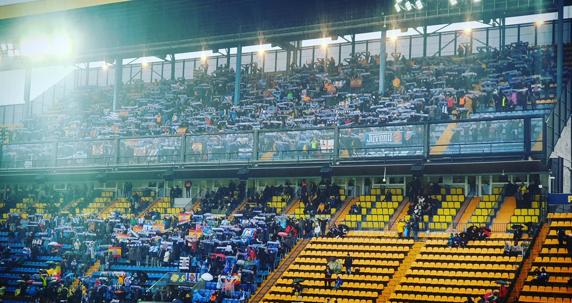 Los aficionados del Espanyol presentes en La Cerámica
