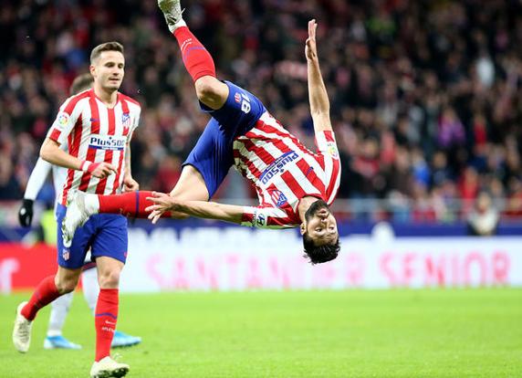 Felipe Augusto Monteiro celebra uno de sus goles con el Atlético de Madrid.