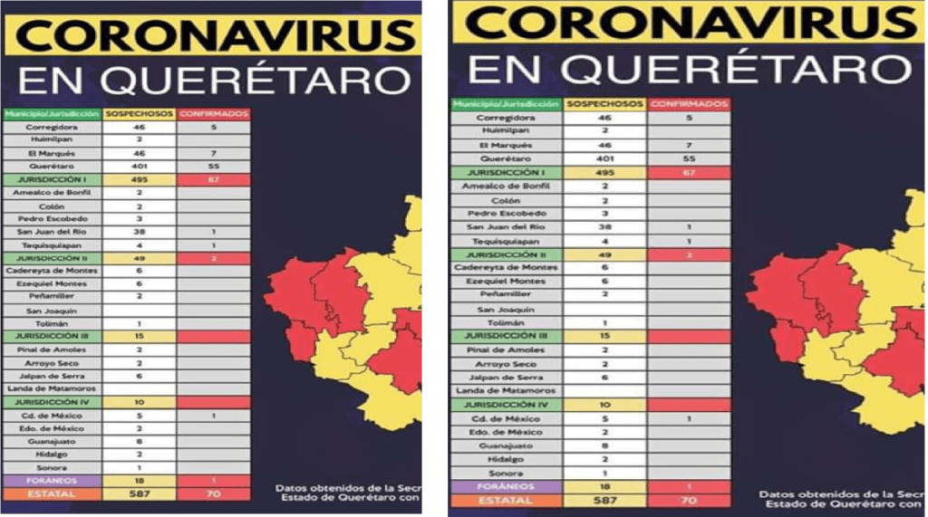 6 muertos y 74 casos de COVID-19 registra Querétaro, según mapa de contagiados en el estado